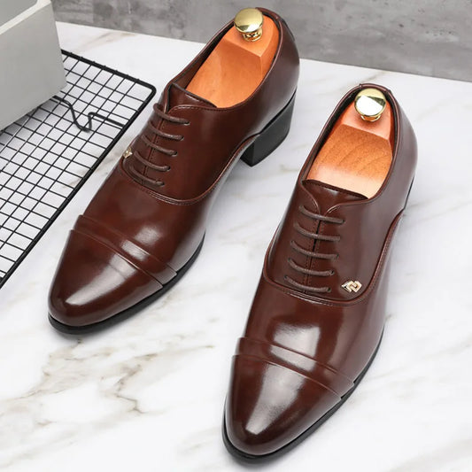 Trendy Men's Casual Black Brown Lace Up Oxford Cuban Shoes Gentleman Business Flats Dress Homecoming Footwear Zapatos Hombre