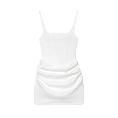 Women's Dress 2025 Autumn New Arrivals Reddish-Brown Spaghetti Strap Sexy Bodycon Mini Dress with Tie Details Stylish and Unique