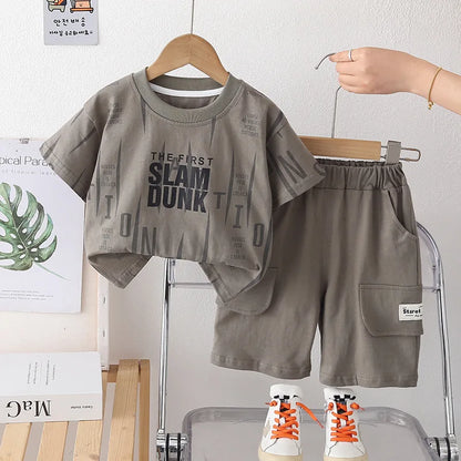 New Summer Baby Boys Clothes Suit Children Girls Letter Short Sleeved T-Shirt Shorts 2Pcs/Sets Infant Clothing Kids Tracksuits