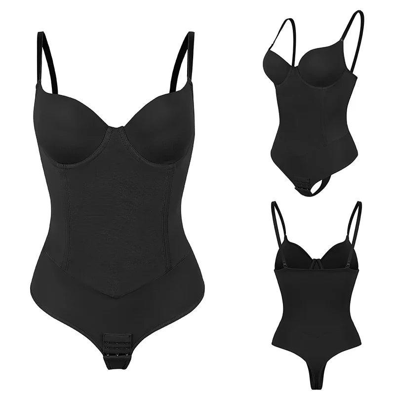 Thongs Bodysuit Shapewear Women Full Body Shaper Waist Trainer Steel Bones Tummy Control Underwear Flat Belly Underbust Corset