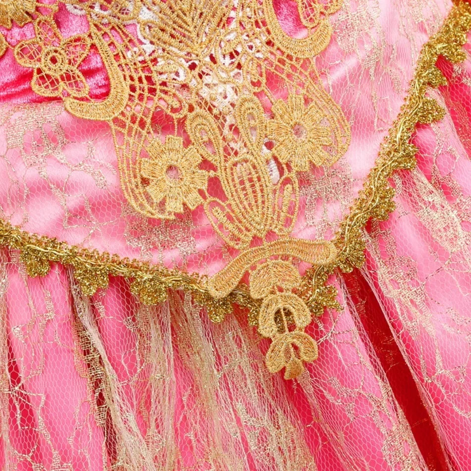 Girls Sleeping Beauty Aurora Princess Halloween Cosplay Dress Off Shoulder Kids Gift Carnival Party Fancy Princess Clothing