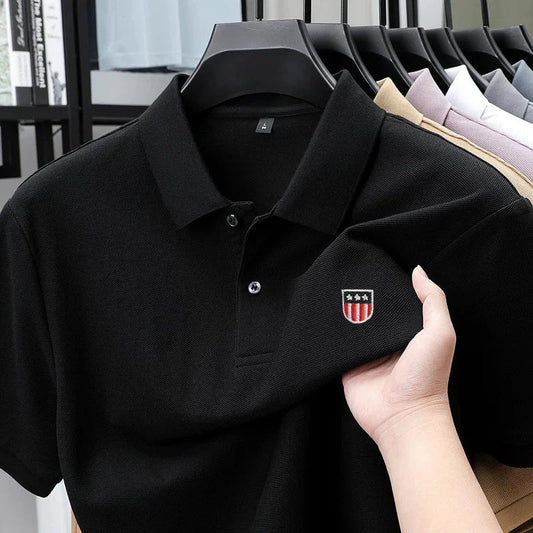 Luxury men's polo shirt brand embroidered short sleeved 100% cotton business casual skin friendly breathable summer new T-shirt
