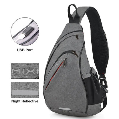Men One Shoulder Backpack Women Sling Bag Crossbody USB Boys Cycling Sports Travel Versatile Fashion Student School