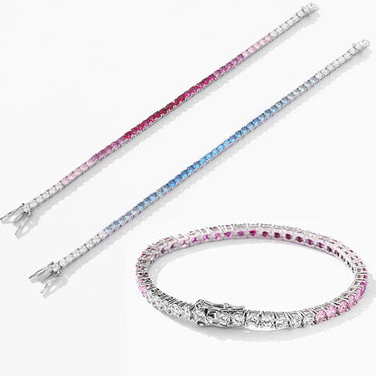 Gradient Red Color Tennis Bracelets S925 Sterling Silver High Carbon Diamond Bracelets for Women 2024 Original Fine Jewelry
