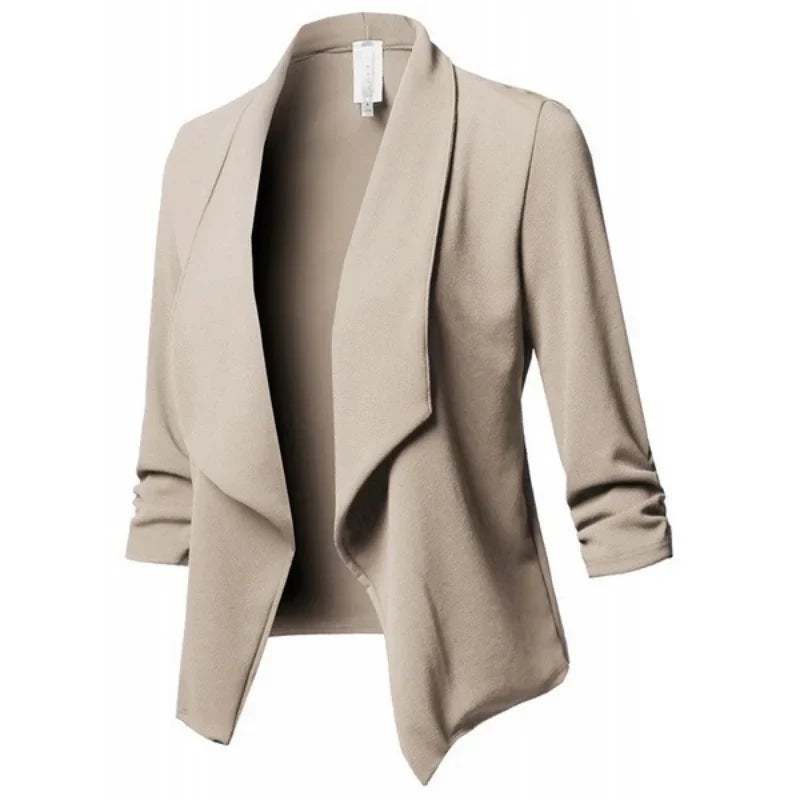 Women Blazer Jackets Female Retro Suits Coat Feminino OL Blazers Outerwear Plus Size Open Front Short Cardigan Plus Size