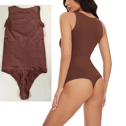 Halter Neck Body Shaper Suits Open Crotch Thong Shapewear Body Shapers Tummy Control Bodysuit Cupless Stretchy Jumpsuit