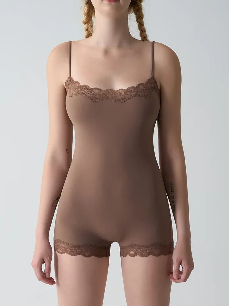 Lace Bodysuit for Women -Adjustable Straps Slim Fit Backless Jumpsuit, Breathable Lifting Seamless Underwear Sexy Lingerie