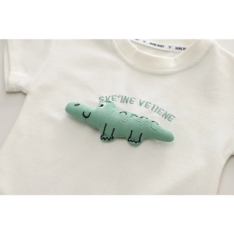New Summer Baby Girls Boys Cotton Clothes Sets  Toddler Kids 3D Cartoon Crocodile T-Shirts Top and Shorts 2pcs/Set Outfits
