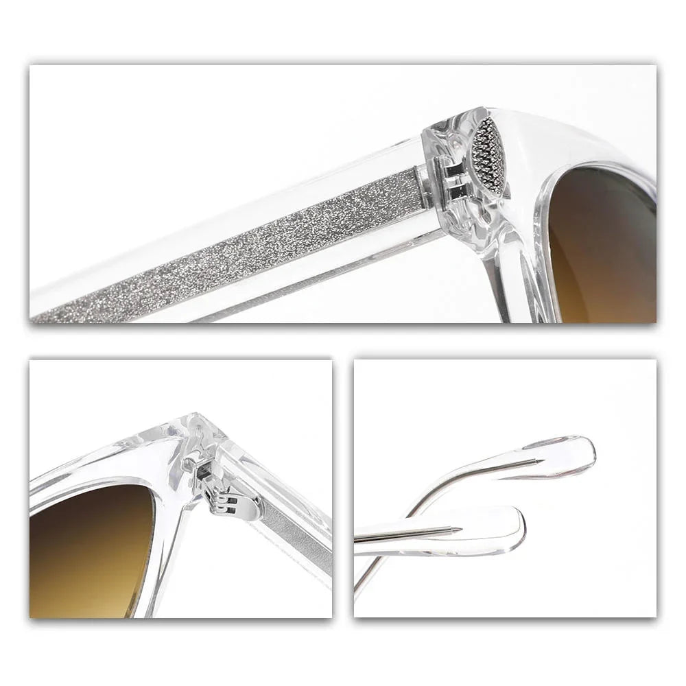 Retro Vintage Sunglasses Transparent Acetate Frame Gradient UV400 Non Polarized Unisex Fashion Sun Glasses