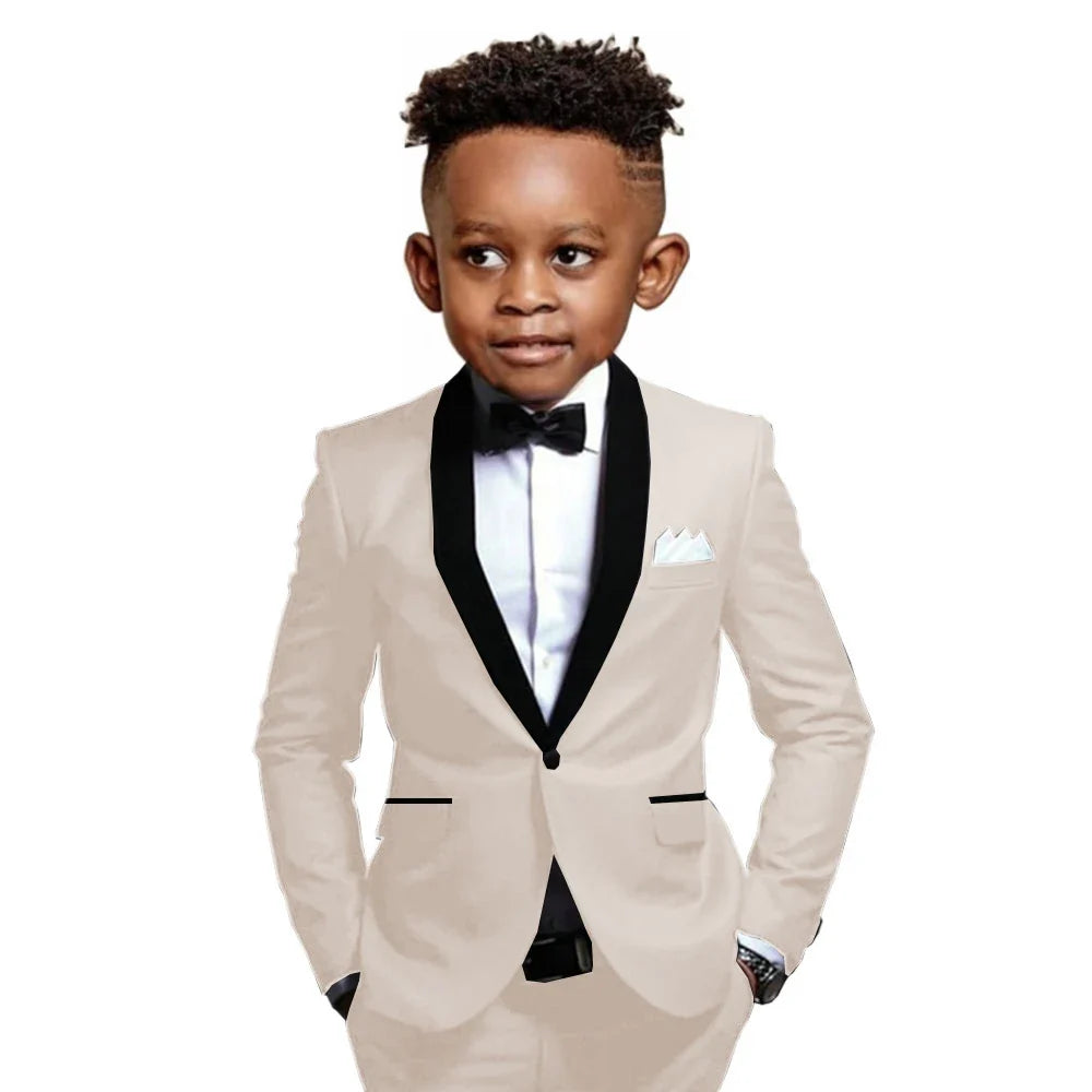 New Boys Formal Suits 2 Pieces Jacket Pants School Activities Wear Stylish One Button Kids Tuxedo Wedding Guest Clothes