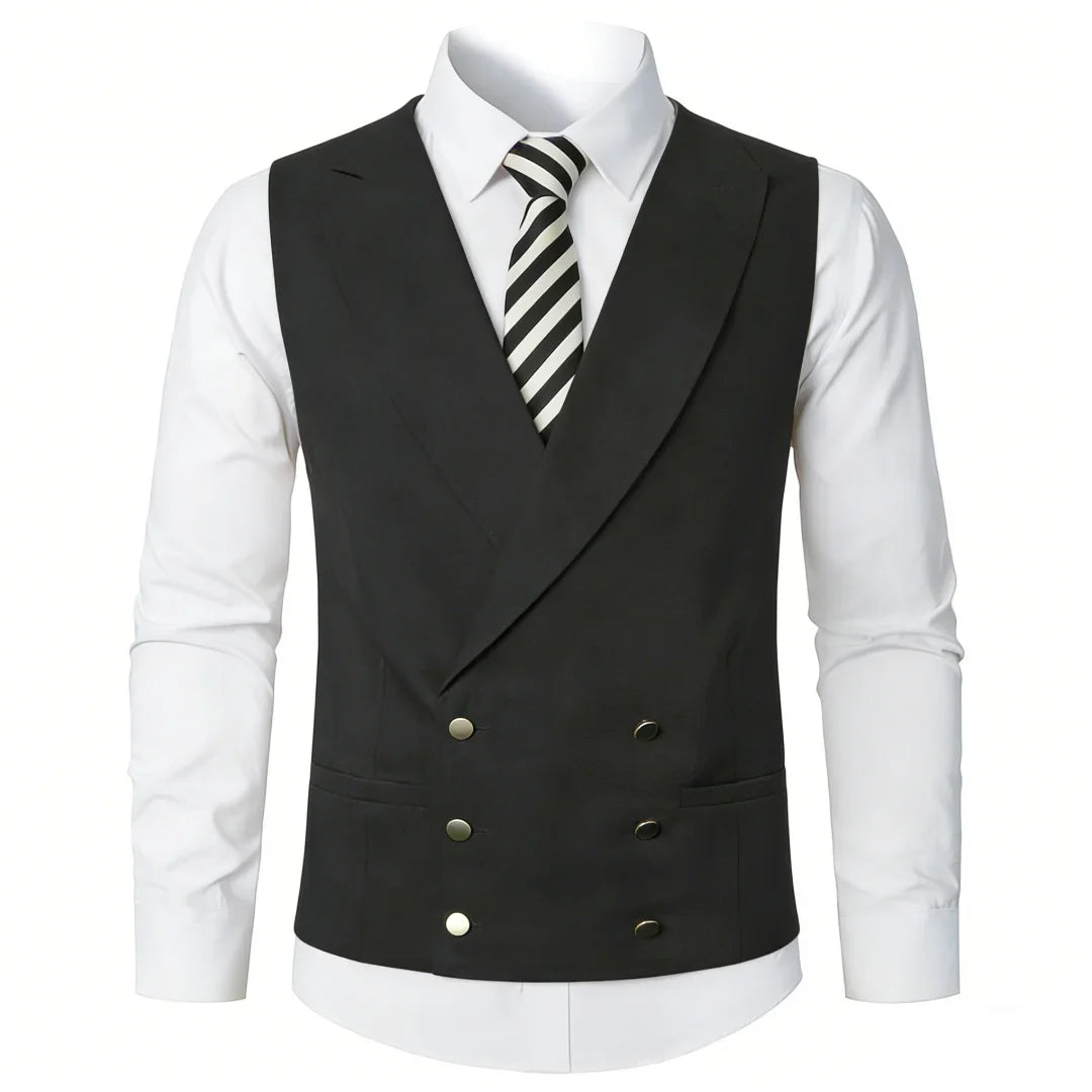 Men Vest Ivory Double Button With Lapel Solid Waistcoat For Wedding Banquet Party Business Office Casual Daily Men Suit Vest