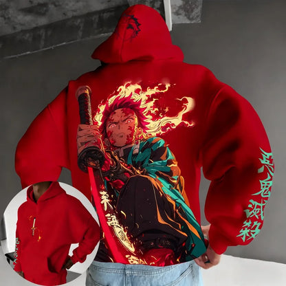 Demon Slayer Men's Hoodie Sweater Tanjiro Kamado Japan Anime Spring Autumn New Boys Children's Long-sleeved Parent-child Outfit