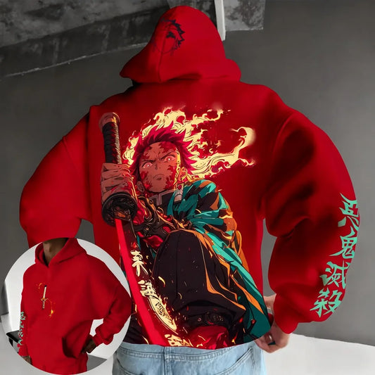Demon Slayer Men's Hoodie Sweater Tanjiro Kamado Japan Anime Spring Autumn New Boys Children's Long-sleeved Parent-child Outfit