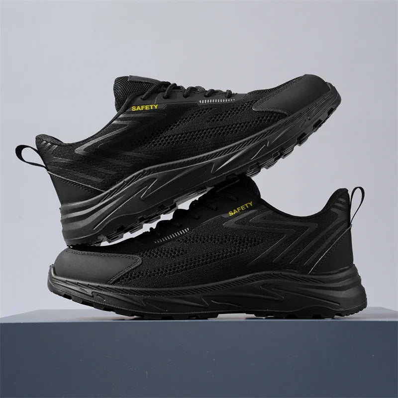 Summer Breathable Men Labor Shoes Lightweight Work Safety Boots Sneakers Anti Nail Indestructible Steel Toe Male Footwear