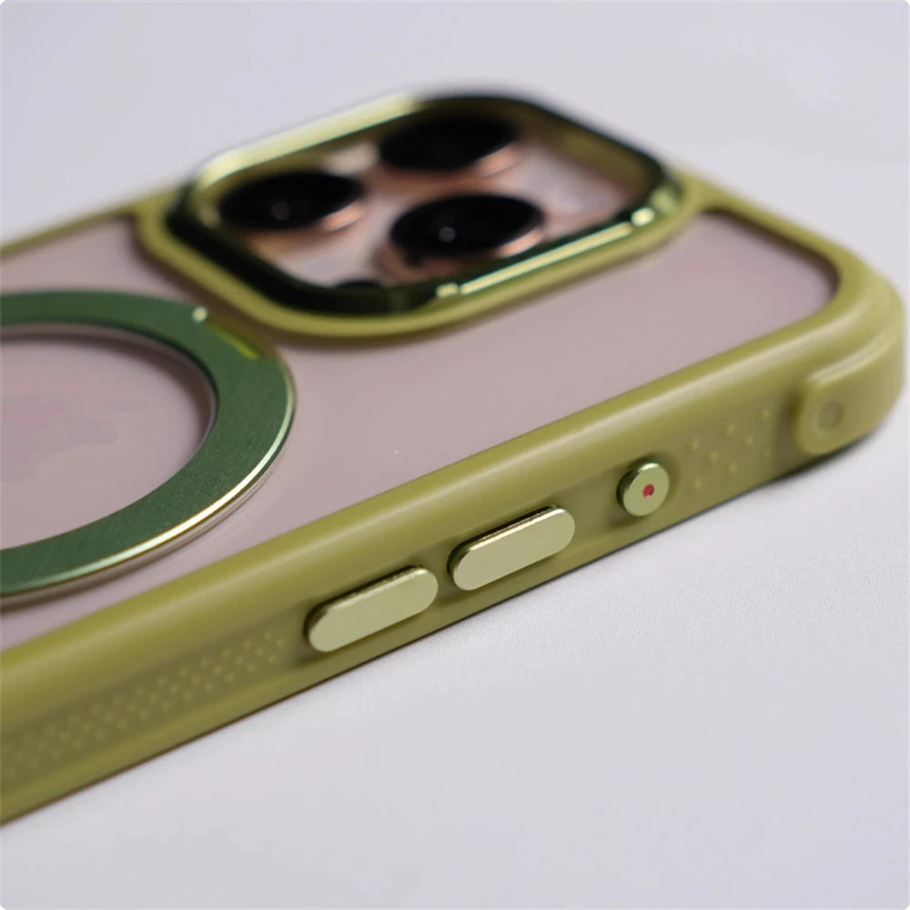 360° Magnetic Rotatable Holder Shockproof Case For iPhone 17 16 Pro Max 15 14 13 Transparent For MagSafe Wireless Charge Cover