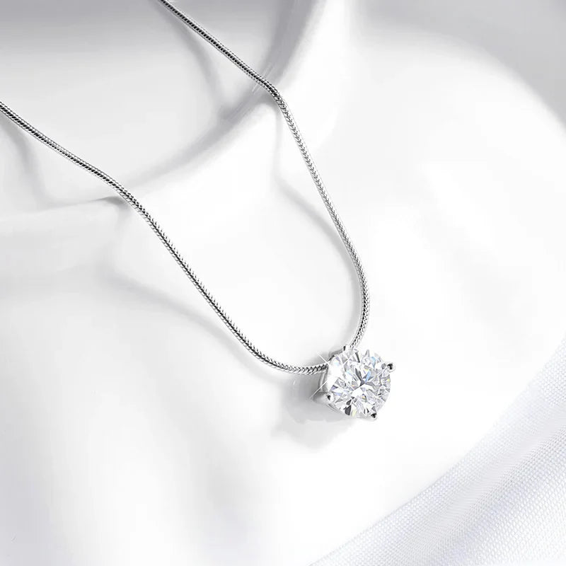 0.5-2CT D Color Certified Moissanite Necklace for Women Sparkling Lab Diamond 100% 925 Sterling Silver Pendants Wholesale
