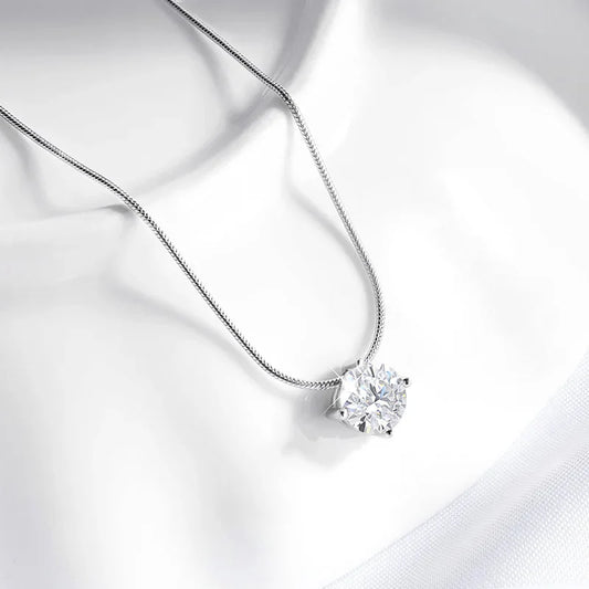0.5-2CT D Color Certified Moissanite Necklace for Women Sparkling Lab Diamond 100% 925 Sterling Silver Pendants Wholesale