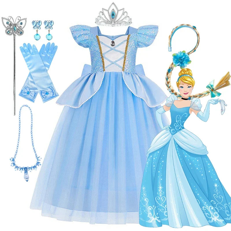 Deluxe Elegant Cinderella Princess Ball Gown Fancy Birthday Cinderella Party Dress Vestidos Costume Play Carnival Apparel