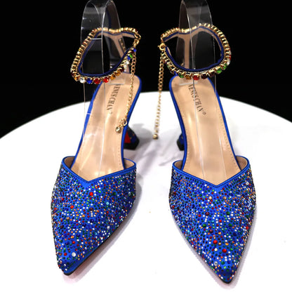 New Arrival Fashion Style Pointed Shoes Bag Soft Handle Bag Anklet Design Medium Heel Ladies Shoes Suitable for Wedding Party