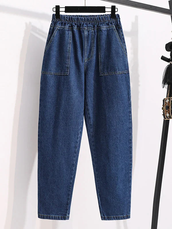 plus Size Denim Trousers High Waist Straight Leg Women's Spring Faion Slimming Long Pants Casual Harajuku Sle Jeans