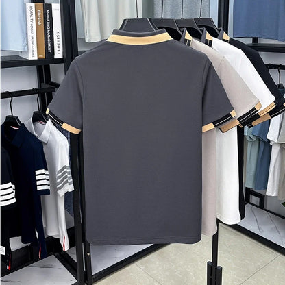 Original Design Men's Lapel Short Sleeve Polo Shirt Summer New Letter Print T-Shirt Casual Fashion Business Trend Men's Clothing
