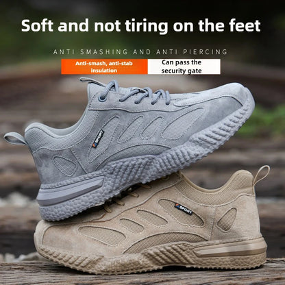 spring autumn light breathable work shoes mens work boots composite toe insulated shoes anti smash hard plastic toe safety shoes