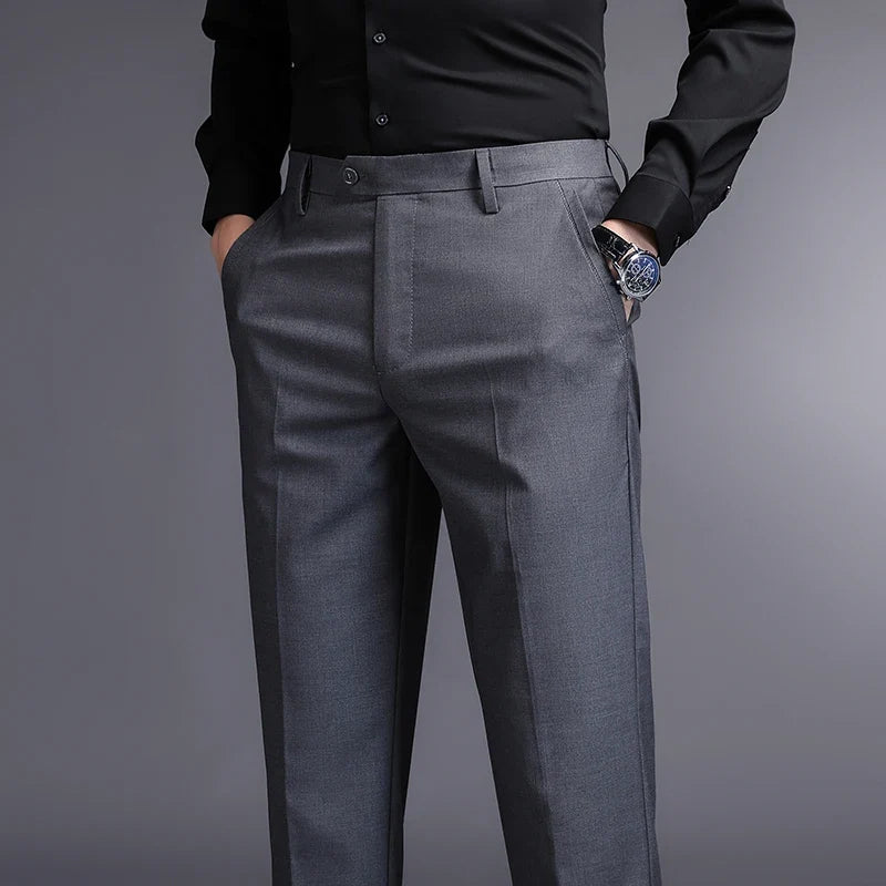Top Grade New Brand Fashion Relax Fit Suit Pant Office Trousers For Men Dress Pants Business Straight Trousers Men's Clothing