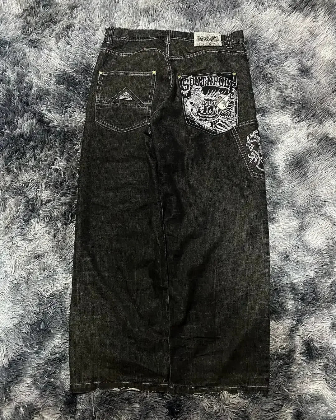 Southpole Baggy Jeans Mens Hip-Hop Multiple Pockets Overalls Retro Embroidery Harajuku Street Wear Oversized Printed Denim Pants