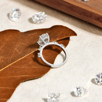 ATTAGEMS Nouvelle bague ovale en moissanite synthétique 3 carats D VVS1 en argent 925 pour femme, usage quotidien, décontracté, cadeaux d'anniversaire, bijoux de fête