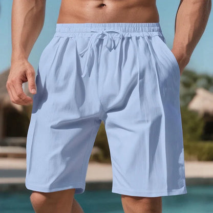 Men Light Blue Quick Dry Beach Shorts Elastic Drawstring Waist Loose Fit Knee Length Swim Trunks Lightweight Breathable Casual Vacation Board Shorts With Side Pockets