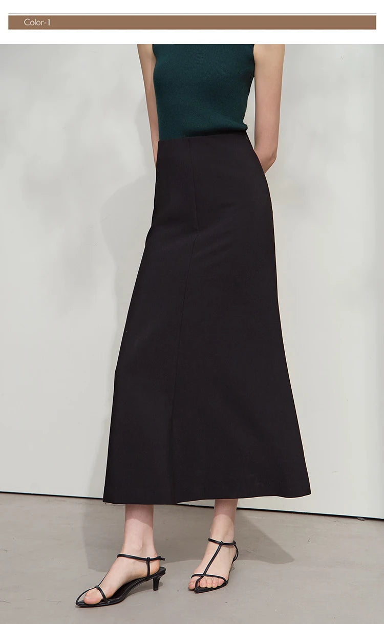 Minimalist Skirt Mermaid For Women 2025 Spring New Elegant Office Lady Solid Mid Length Slim Thin Elastic Skirts 12521065