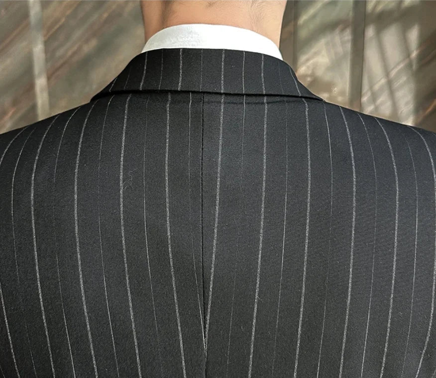 2025 High-Quality Wedding Suit Three-Piece Set Striped Business Casual Fashion Vest Trousers Ensemble Handsome Boutique Trend
