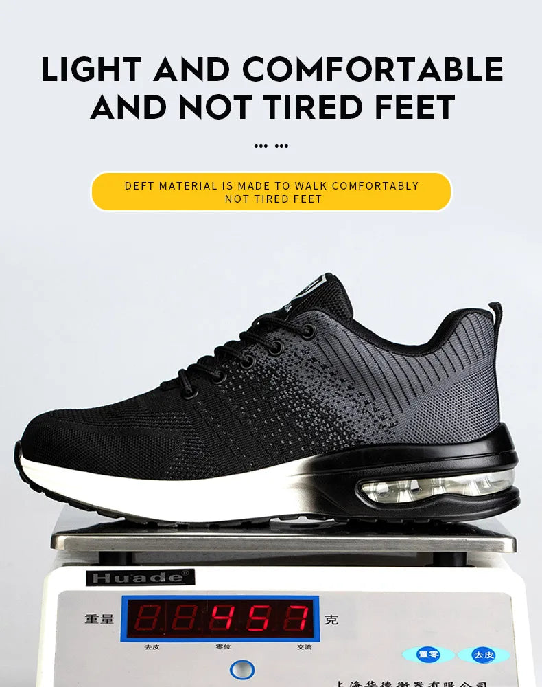 Breathable Men Work Safety Shoes Steel Toe Cap Air Cushion Working Boots Construction Indestructible Work Sneakers Men Shoes