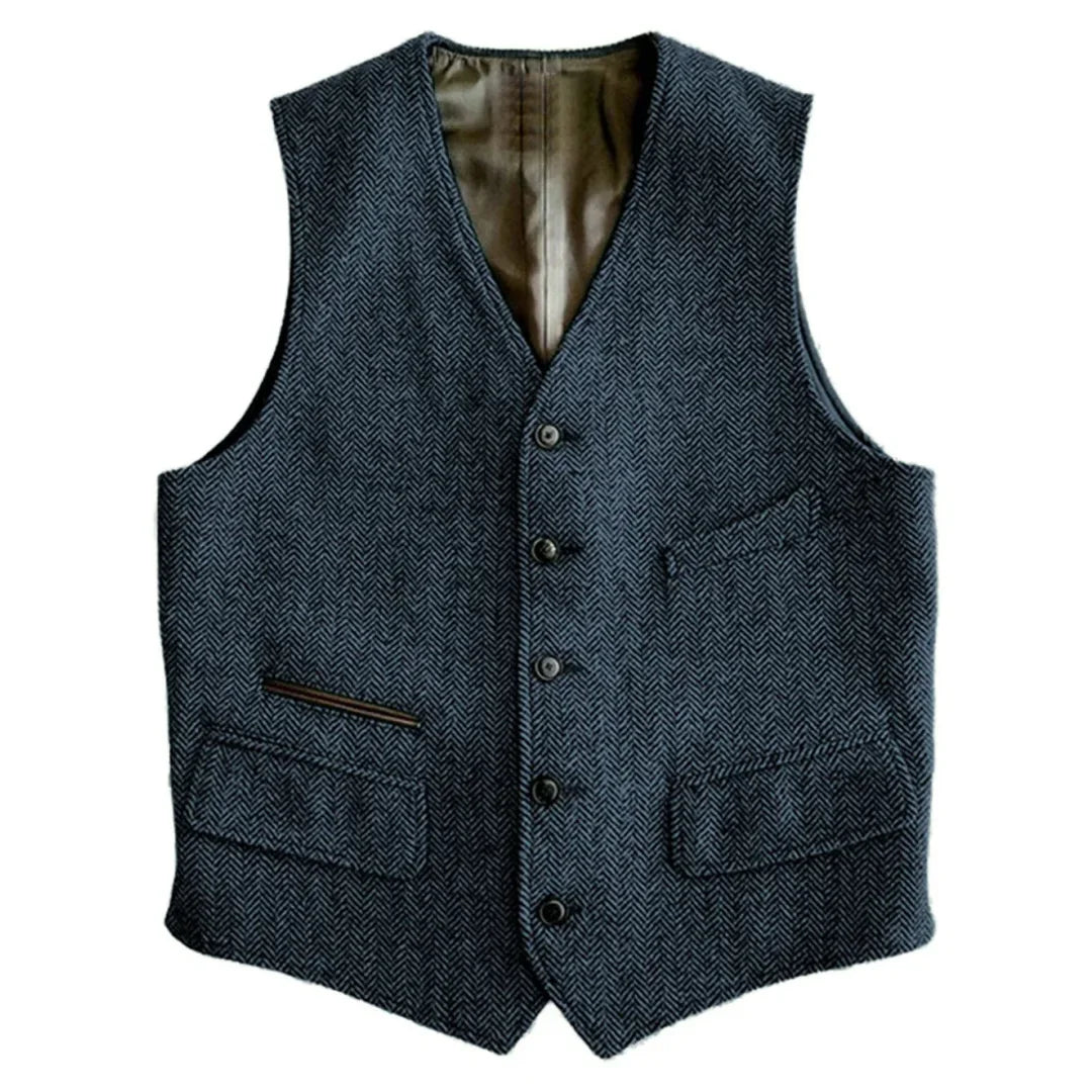 Men Vest Green Herringbone Single Button V Neck Waistcoat For Wedding Banquet Business Office Work Daily Casual Men Suit Vest