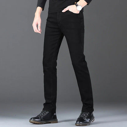 Models Spring Autumn Business Jeans Men Casual Straight Stretch Fashion Classic Work Denim Trousers Brand Clothing