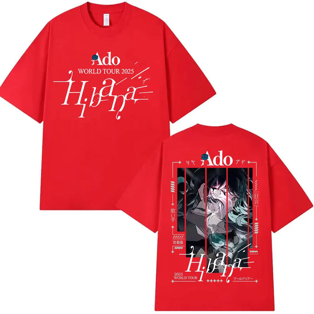 Japanese Ado Hibana WORLD TOUR 2025 New T-Shirts Men Women Clothing Gothic Short Sleeve T Shirt Hip Hop Oversized Cotton T-shirt