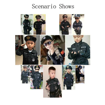 Nieuwe Cosplay Kids Politie Kostuums Kids Kerstfeest Carnaval Uniform Politie Halloween Jongens Leger Politie Kleding Cadeau Set