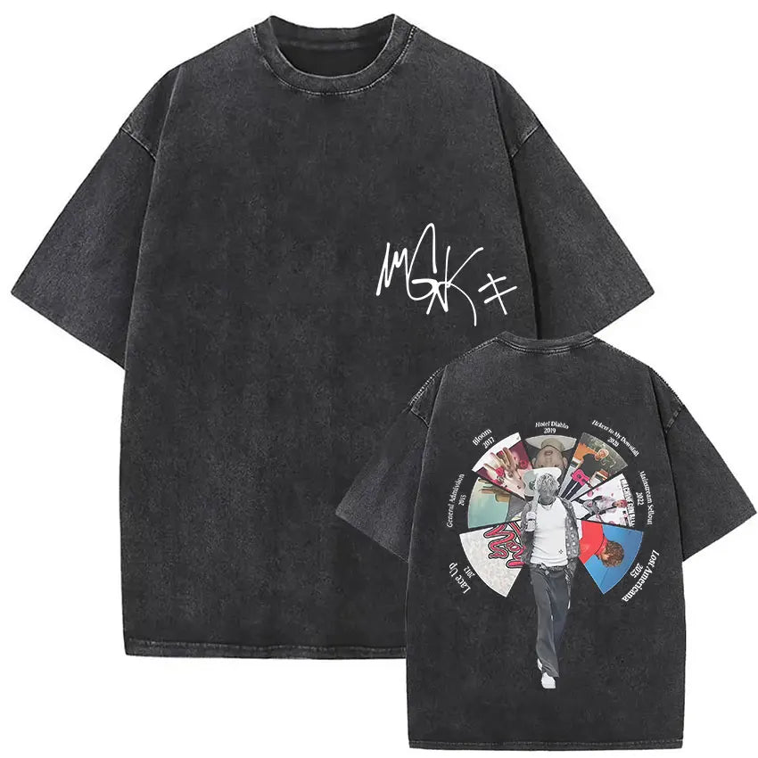 MGK Lost Americana Tour 2025-2026 Vintage Washed T Shirt Men Women Summer Fashion Cotton Short Sleeve T-shirt Fans Gift Clothing