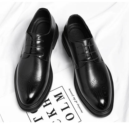 Business Formal Casual Wedding Shoes for Men Fashion New Designer Inner Increase Shoes Male Spring Autumn Retro Leather Shoe Man