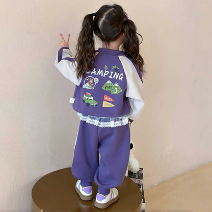 Summer Baby Girls Boys Cotton Leisure Contrast Zip Sweatshirt Jacket+Sweatpant Set School Kid 2PCS Tracksuit Child Outfit 2-12Yr