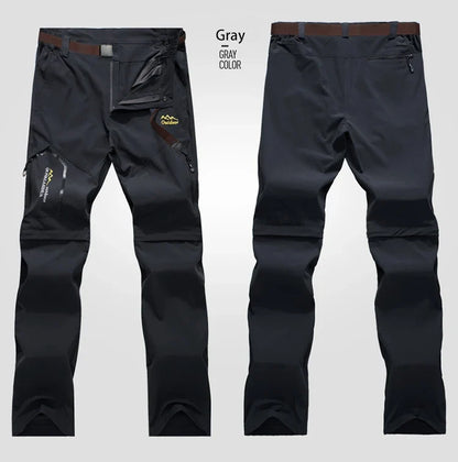 Men's Camping Hiking Pants Trekking Stretch Summer Quick Dry UV-Proof Outdoor Travel Trousers Detachable into Shorts