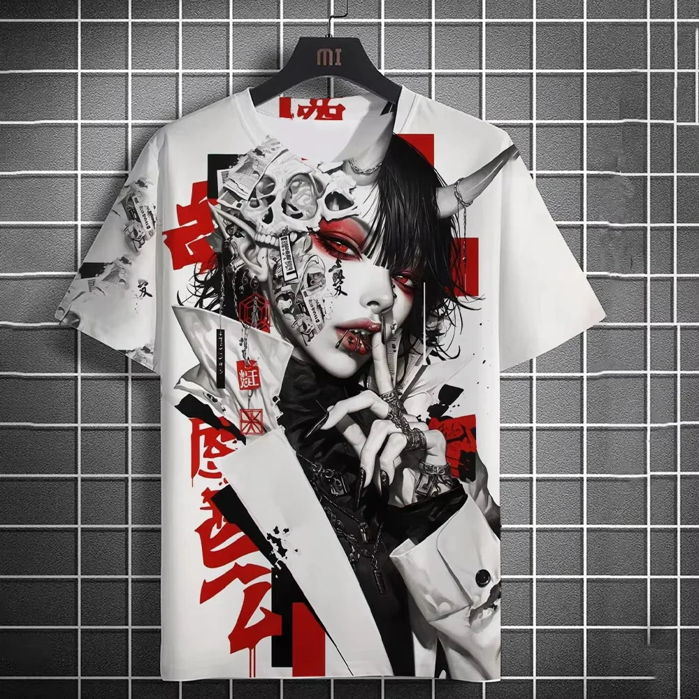 Japanese Anime Girl 3D Print Sports Breathable Men T Shirt Harajuku Kawaii Y2K Casual Street Short Sleeve Fashion Top