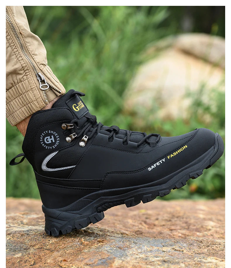 Construction Safety Shoes Men Waterproof Work Boots Anti-smash Steel Toe Shoes Puncture-Proof Indestructible Shoes Safety Shoes