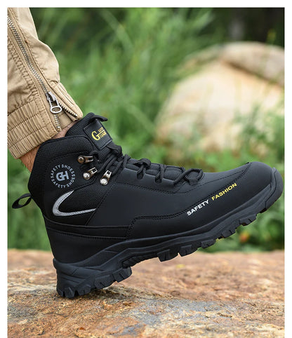 Construction Safety Shoes Men Waterproof Work Boots Anti-smash Steel Toe Shoes Puncture-Proof Indestructible Shoes Safety Shoes
