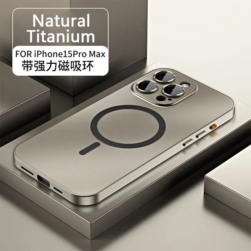 Aluminum Metal Frame Magnetic Case For iPhone 13 12 14 15 16 17 Pro Max For Magsafe Wireless Charging Lens Film PC Back Panel
