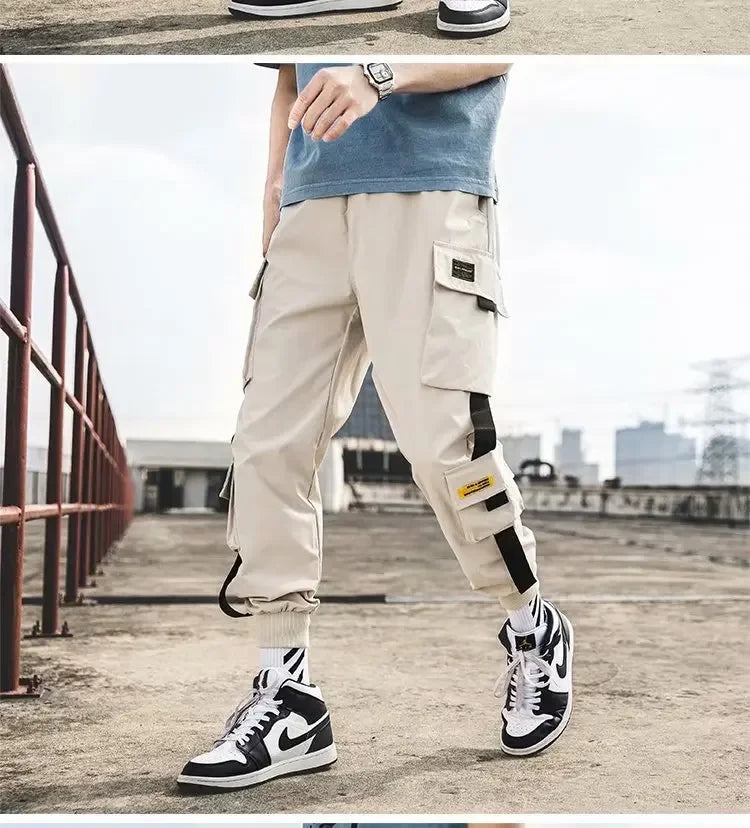 Mens Summer Army Green Loose Pant Joggers Pants Men Cargo Pants Hip Hop Casual Pockets Sweatpants Male Fashion Trousers