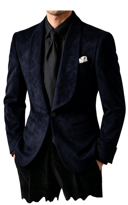 Men Suede Shawl Lapel Tuxedo Blazer Slim Fit One Button Formal Suit Jacket For Wedding Party Dinner Occasions