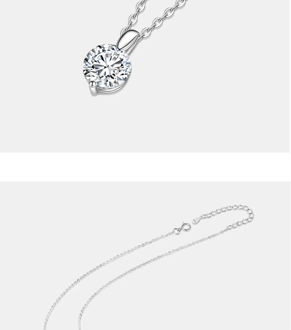 1-3CT Moissanite Necklace for Women S925 Pure Silver Laboratory Diamond Pendant Classic Fashion Jewelry Party Gift
