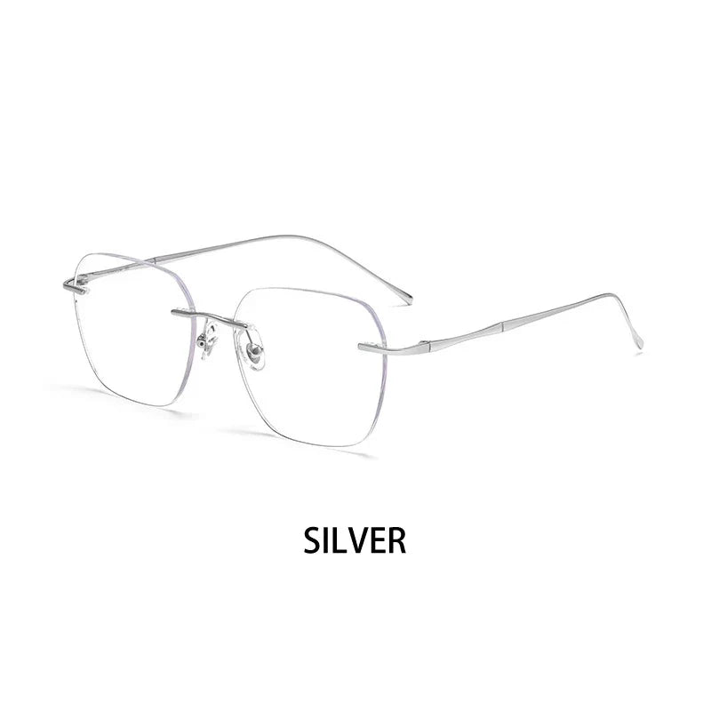 Ultra-light Titanium Rimless Myopia Frames Unisex Simple Square Read Frames Glasses Customized Prescription Glasses F0623