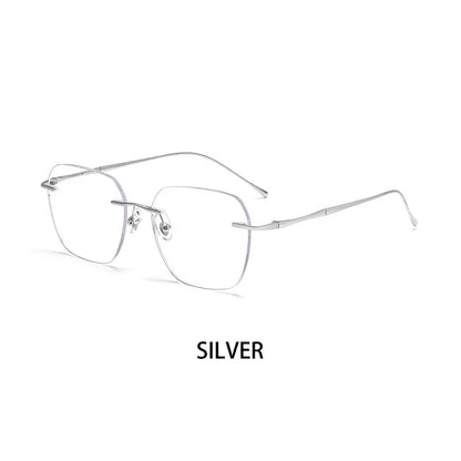 Ultra-light Titanium Rimless Myopia Frames Unisex Simple Square Read Frames Glasses Customized Prescription Glasses F0623
